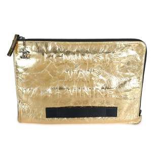 Chanel Metallic Gold Calfskin Feministe Mais Feminine Clutch